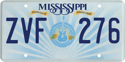 MS license plate ZVF276