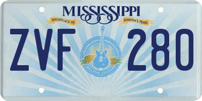 MS license plate ZVF280