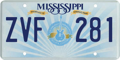 MS license plate ZVF281