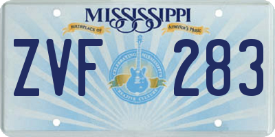 MS license plate ZVF283