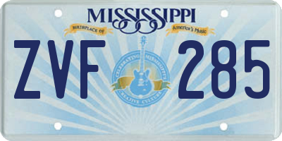 MS license plate ZVF285