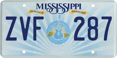 MS license plate ZVF287