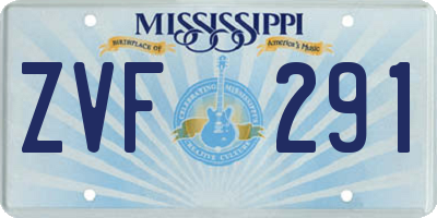 MS license plate ZVF291