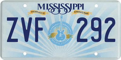 MS license plate ZVF292