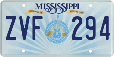 MS license plate ZVF294
