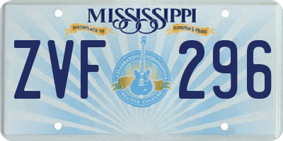 MS license plate ZVF296