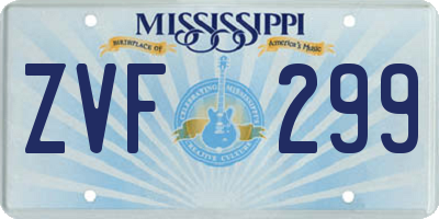 MS license plate ZVF299