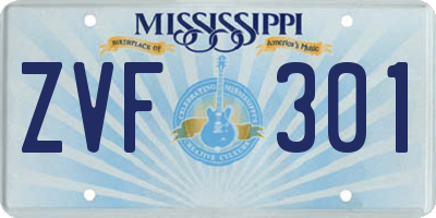 MS license plate ZVF301