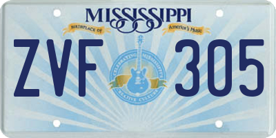 MS license plate ZVF305