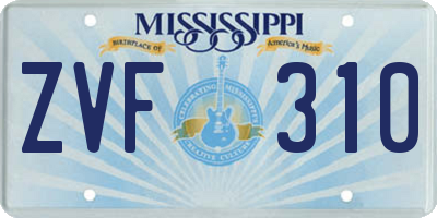 MS license plate ZVF310
