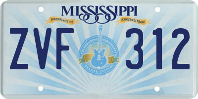 MS license plate ZVF312