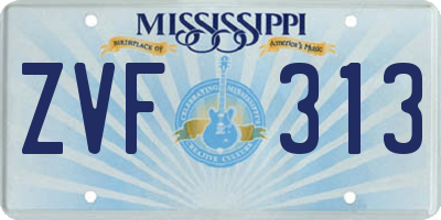 MS license plate ZVF313