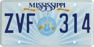 MS license plate ZVF314