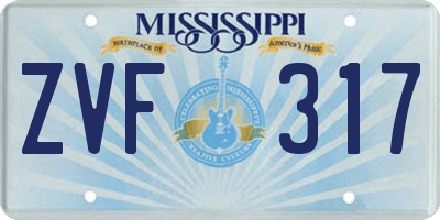 MS license plate ZVF317