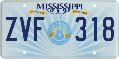 MS license plate ZVF318