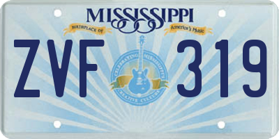 MS license plate ZVF319