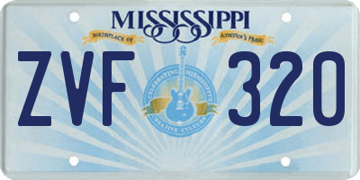 MS license plate ZVF320