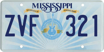 MS license plate ZVF321