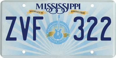 MS license plate ZVF322