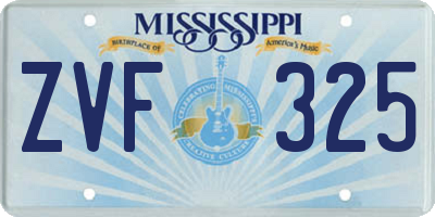 MS license plate ZVF325