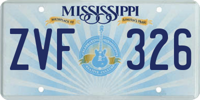MS license plate ZVF326