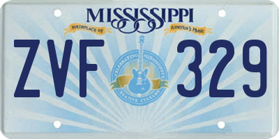 MS license plate ZVF329