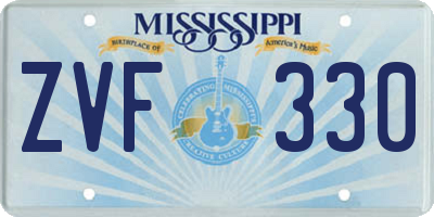 MS license plate ZVF330