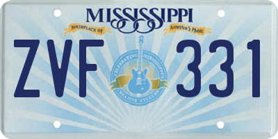 MS license plate ZVF331