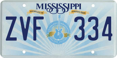 MS license plate ZVF334