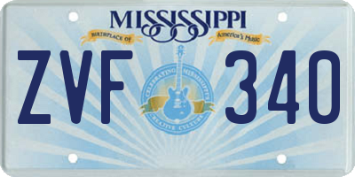 MS license plate ZVF340