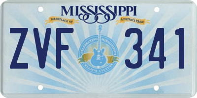 MS license plate ZVF341