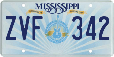 MS license plate ZVF342