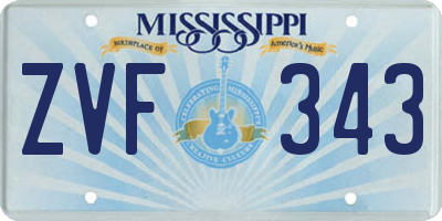MS license plate ZVF343