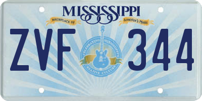 MS license plate ZVF344