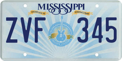 MS license plate ZVF345