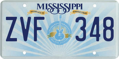 MS license plate ZVF348