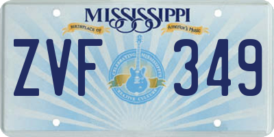 MS license plate ZVF349