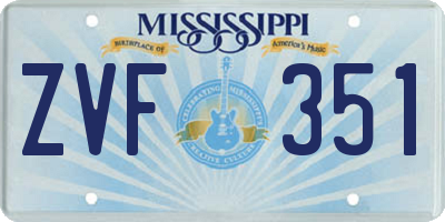 MS license plate ZVF351