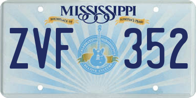 MS license plate ZVF352