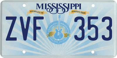 MS license plate ZVF353