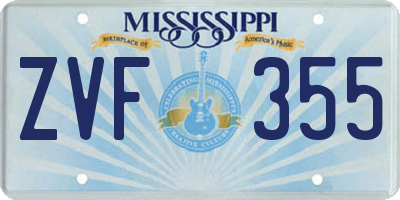 MS license plate ZVF355