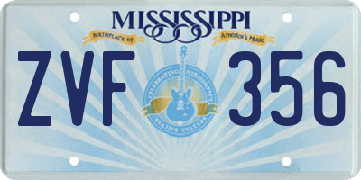 MS license plate ZVF356