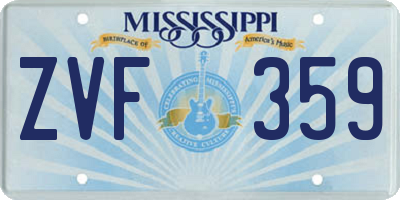 MS license plate ZVF359