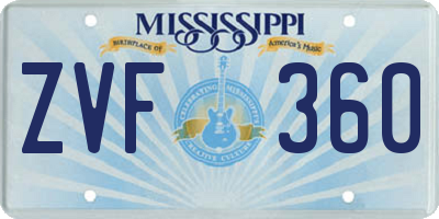 MS license plate ZVF360