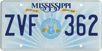 MS license plate ZVF362