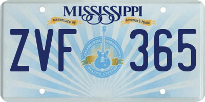 MS license plate ZVF365