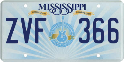 MS license plate ZVF366