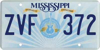 MS license plate ZVF372
