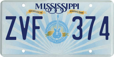 MS license plate ZVF374