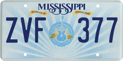 MS license plate ZVF377